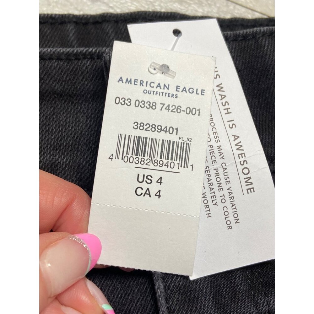NWT American Eagle AE Stretch Denim Mom Black Shorts-sz 4 - Picture 4 of 10